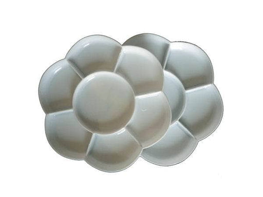 Paleta circular plastico blanco liso forma flor doble TALENS CENTROARTESANO