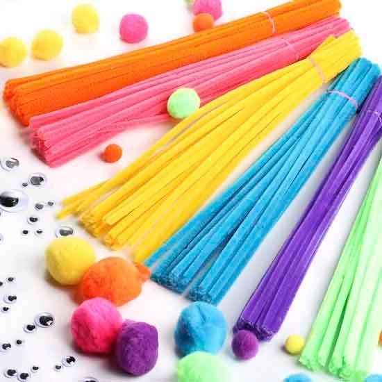 15 Pink 15mm Super Chunky 30cm Chenille Stems Craft Pipe Cleaners