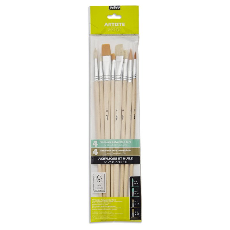 Pebeo brushes set 6 acrylic flats P952310