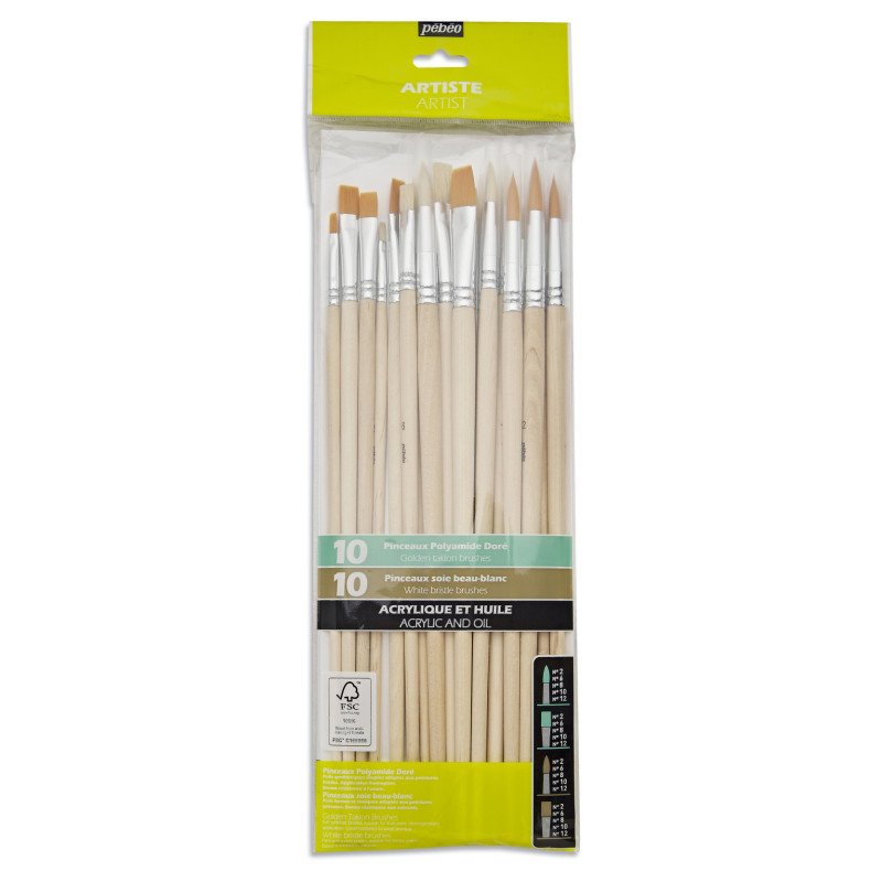 Pebeo brushes set 6 acrylic flats P952310