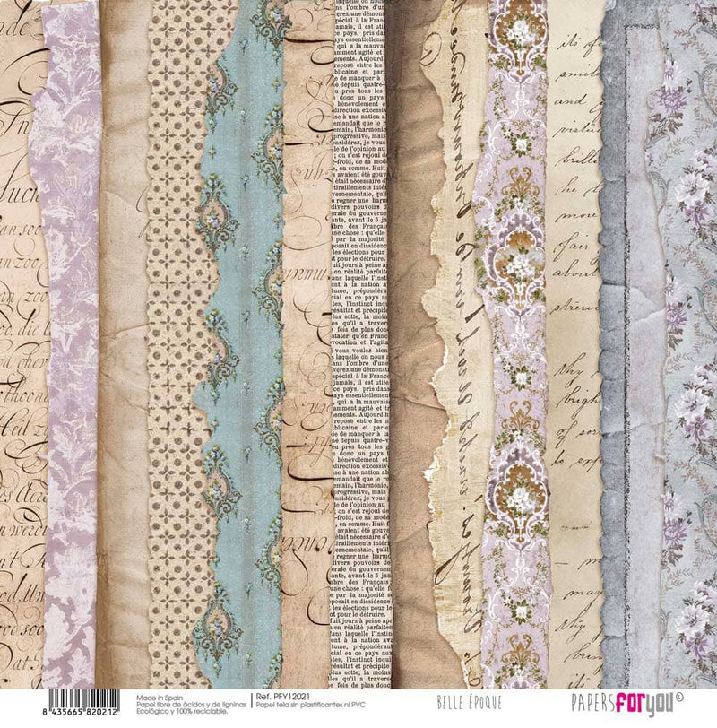 Papersforyou kit de papel entelado scrap 30x30 PFY-pfy12021 Belle Epoque PAPERS FOR YOU CENTROARTESANO