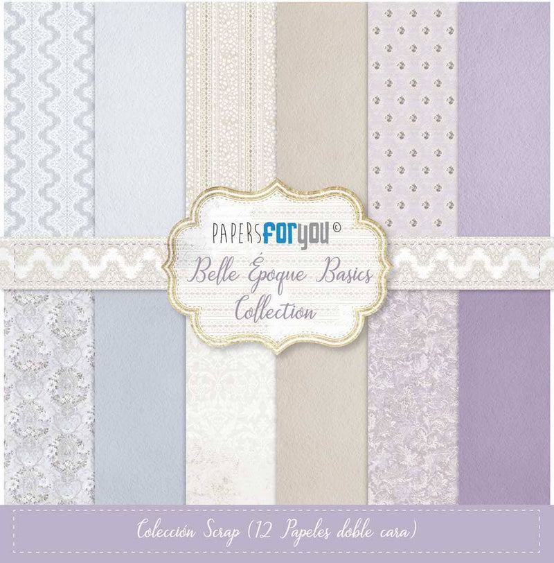 Copia de Papersforyou kit 12 papeles scrap+2 hojas recortables PFY12058 Belle Epoque PAPERS FOR YOU CENTROARTESANO