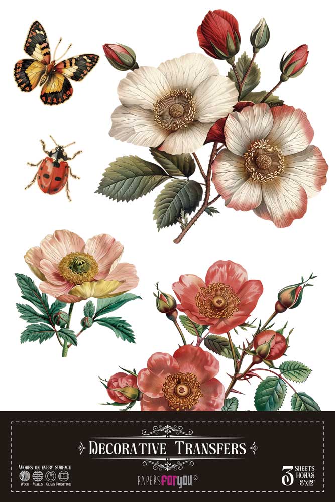 Decorative Transfers Papers for you 20x30cm 3 hojas Bugs - PFY14636