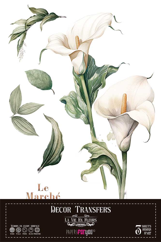Decorative Transfers Papers for you 20x30cm 3 hojas Calla Lily - PFY14808