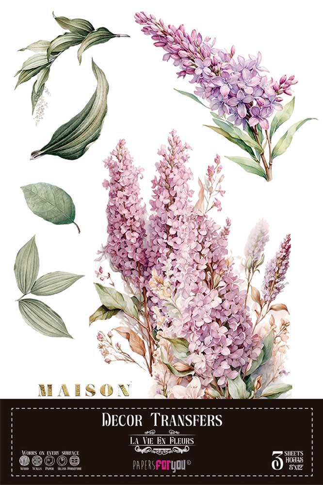 Decorative Transfers Papers for you 20x30cm 3 hojas Lilacs - PFY14811