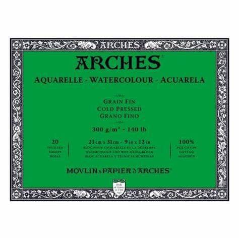 Bloc de acuarela Arches A1795060 algodon 300g 23x31cm 20hj CANSON CENTROARTESANO
