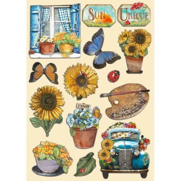 Stamperia Silueta de madera de colores A5 Sunflower art Centroartesano CENTROARTESANO
