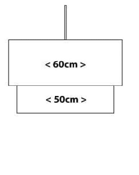 Kit de doble pantallas, cascada 2 conjuntos anillos metálicos para tambores de lamparas de 60cm/50cm de diámetro DANNELLS CENTROARTESANO