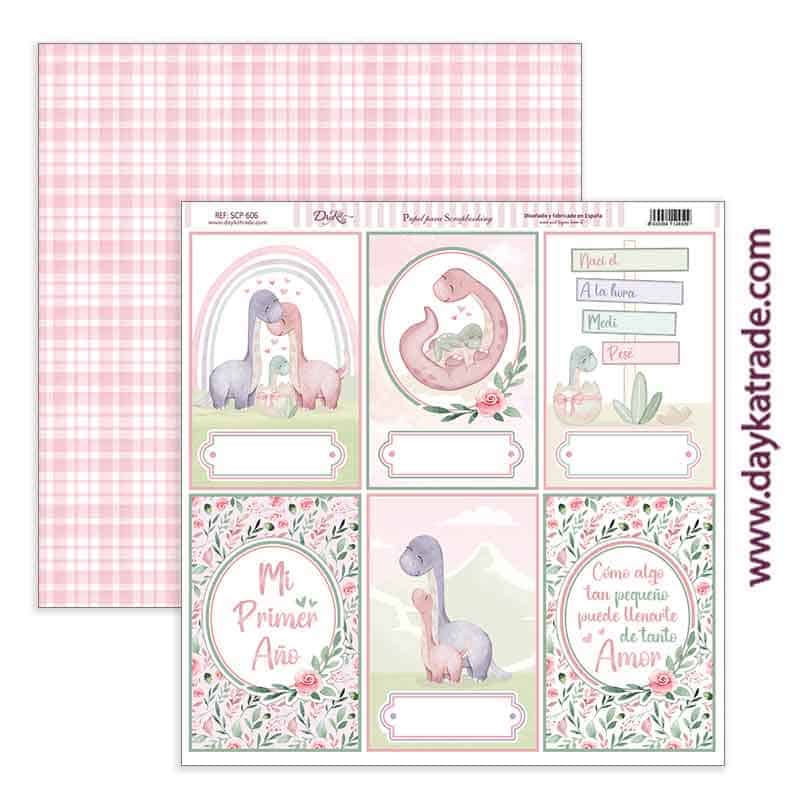 Dayka bloc Scrap scp-1050 26 papeles 20x20 Bebe 2024 "Puro amor" rosa DAYKA CENTROARTESANO