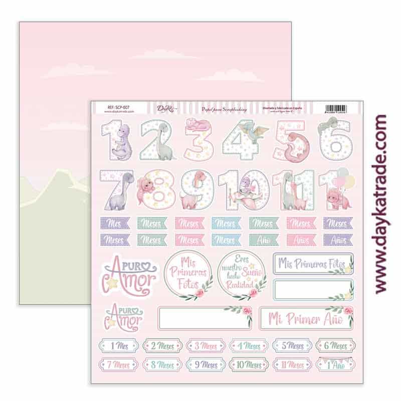 Dayka bloc Scrap scp-1050 26 papeles 20x20 Bebe 2024 "Puro amor" rosa DAYKA CENTROARTESANO