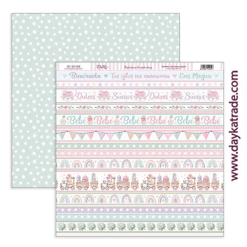 Dayka bloc Scrap scp-1050 26 papeles 20x20 Bebe 2024 "Puro amor" rosa DAYKA CENTROARTESANO