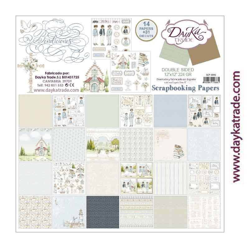 Dayka bloc Scrap scp-3045 14h+33diecuts 30X30 Comunion niño 2023 Bendiciones DAYKA CENTROARTESANO