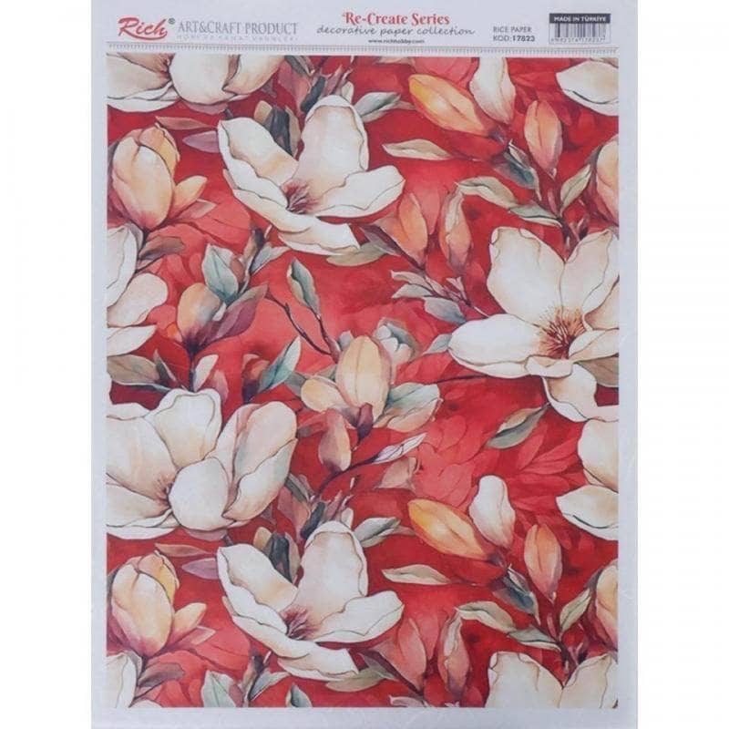 Papel arroz Rich hobby  papel decorativo flores 29,7x42cm nº17883 DECOMAN CENTROARTESANO