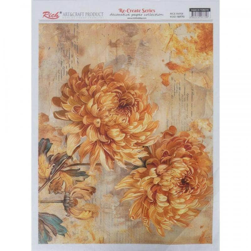 Papel arroz Rich hobby  papel decorativo flores 29,7x42cm nº18775 DECOMAN CENTROARTESANO