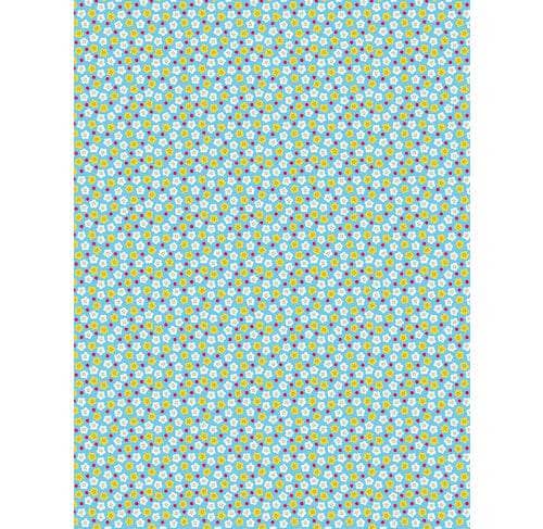 Papel decopatch FDA852O flores blancas y amarillas sobre fondo azul celeste DECOPATCH CENTROARTESANO