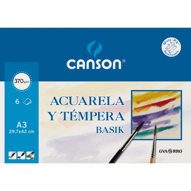 CANSON LÁMINAS ACUARELA BASIK A3 MINIPACK 0153393