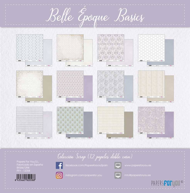 Copia de Papersforyou kit 12 papeles scrap+2 hojas recortables PFY12058 Belle Epoque PAPERS FOR YOU CENTROARTESANO