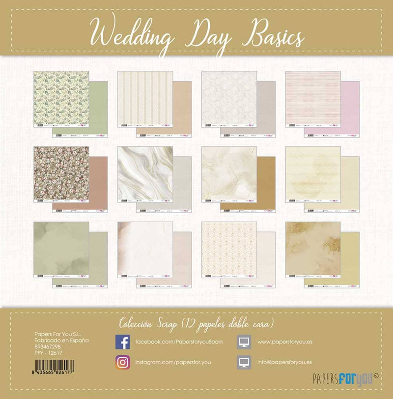 Kit papel Scrap Papers For You, 12 unidades Wedding day collection pfy12617 PAPERS FOR YOU CENTROARTESANO
