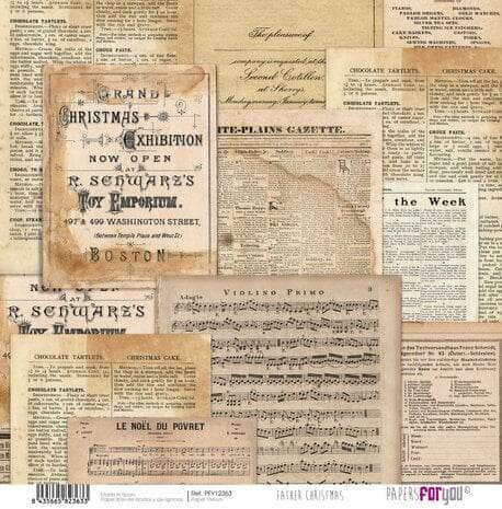 Kit Papersforyou papel scrap Vellum 6ud 125gr 12x12" Father Christmas pfy12359 PAPERS FOR YOU CENTROARTESANO