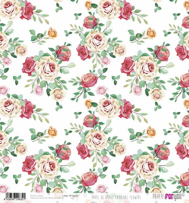 Papel arroz Papers for you 30x30cm PFY2632 Carnival Flowers PAPERS FOR YOU CENTROARTESANO