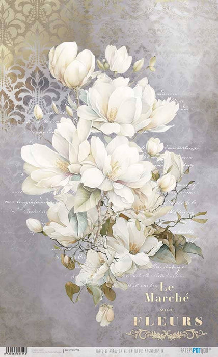 Papel arroz Papers for you 54x33cm PFY12714 La vie en fleur magnolias IV PAPERS FOR YOU CENTROARTESANO