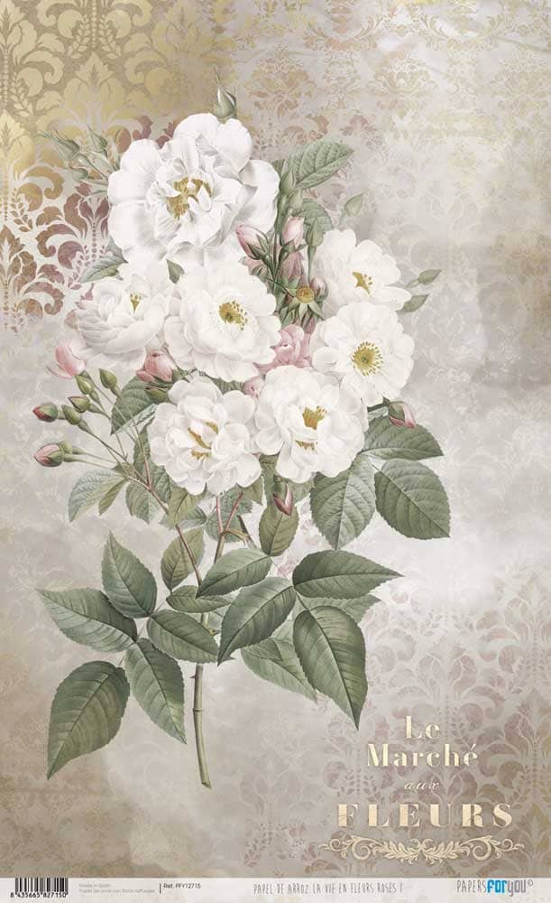 Papel arroz Papers for you 54x33cm PFY12715 La vie en fleur Roses  IV PAPERS FOR YOU CENTROARTESANO