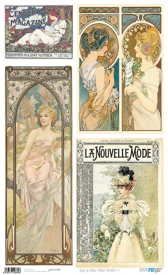 Papel arroz Papers for you 54X33cm PFY1869 female portraits II PAPERS FOR YOU CENTROARTESANO