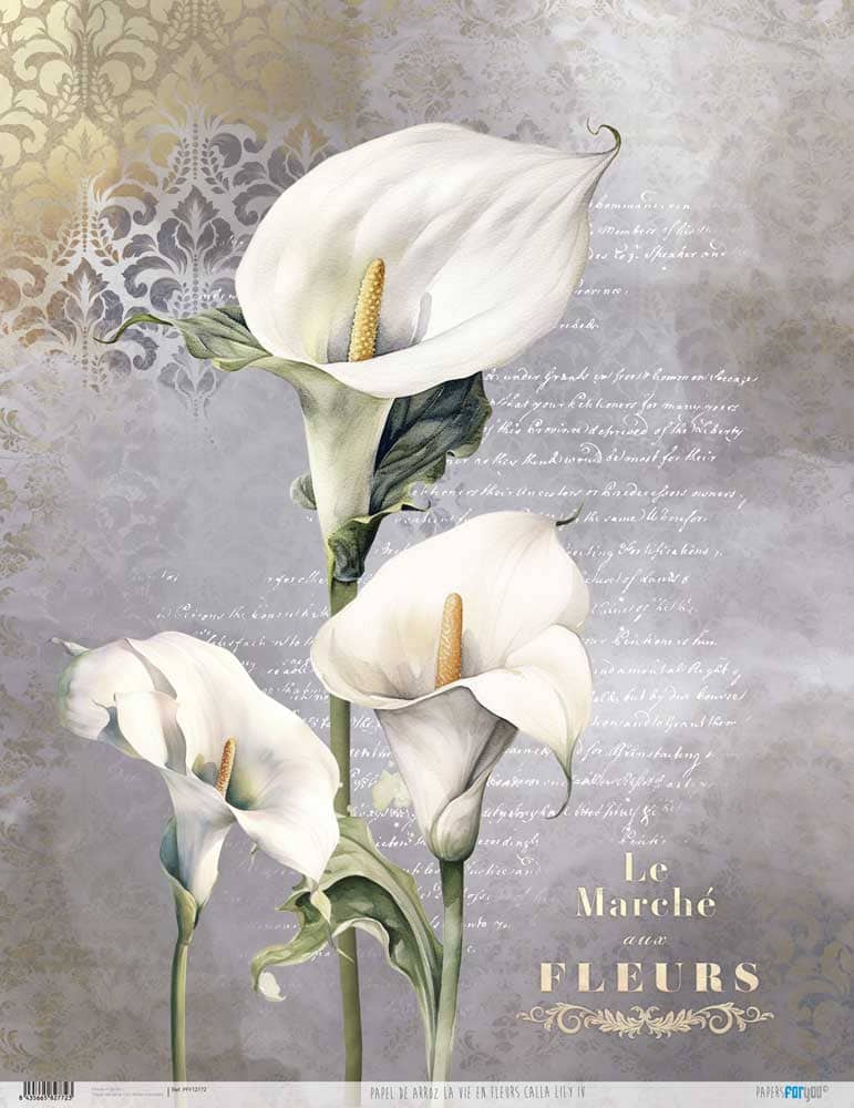Papel arroz Papers for you 54X70cm PFY12742 la vie en fleur Cala Lily IV PAPERS FOR YOU CENTROARTESANO