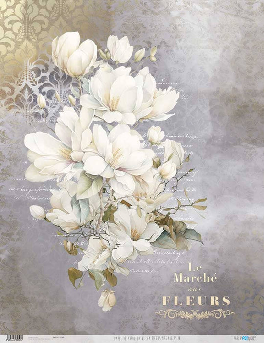Papel arroz Papers for you 54X70cm PFY12745 la vie en fleur Magnolia IV PAPERS FOR YOU CENTROARTESANO