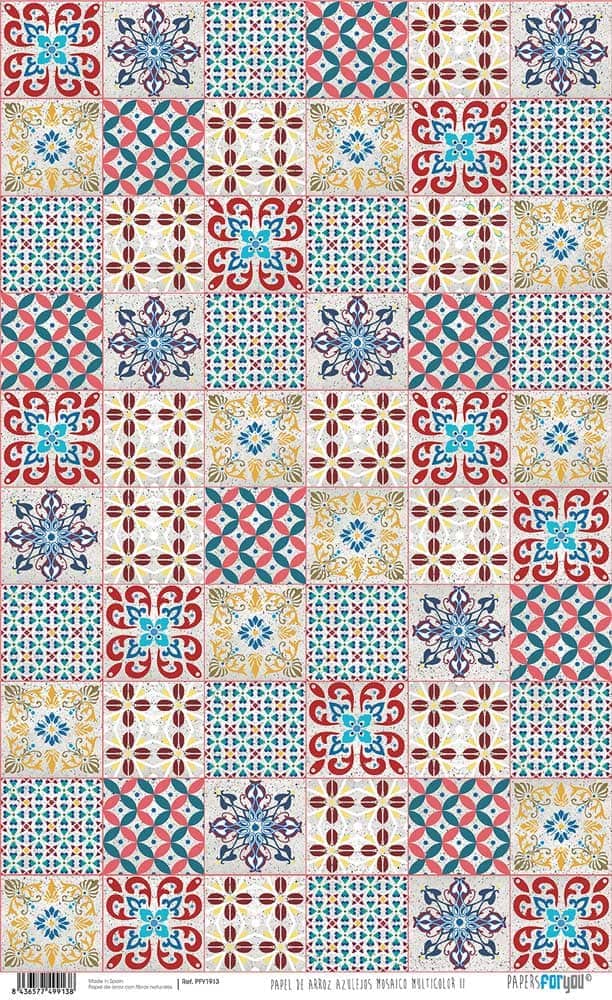 Papel Arroz Papers for You 54x70cm PFY13614 Azulejos mosaicos multicolor II PAPERS FOR YOU CENTROARTESANO
