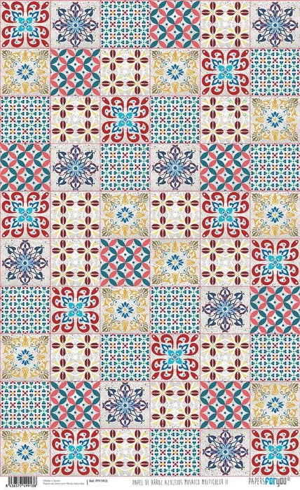 Papel Arroz Papers for You 54x70cm PFY13614 Azulejos mosaicos multicolor II PAPERS FOR YOU CENTROARTESANO