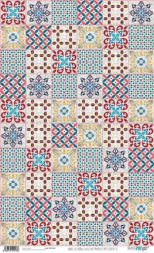 Papel Arroz Papers for You 54x70cm PFY13614 Azulejos mosaicos multicolor II PAPERS FOR YOU CENTROARTESANO