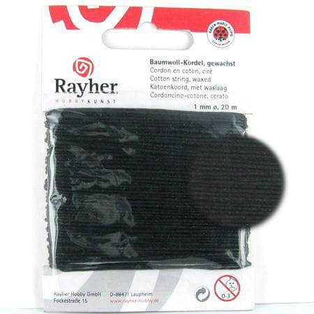Rayher cordón encerado algodon 1mm 20m 5169101 negro RAYHER CENTROARTESANO
