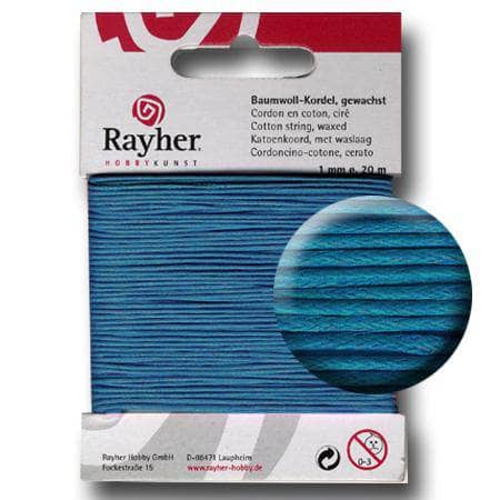 Rayher cordón encerado algodon 1mm 20m 5169107 turquesa RAYHER CENTROARTESANO