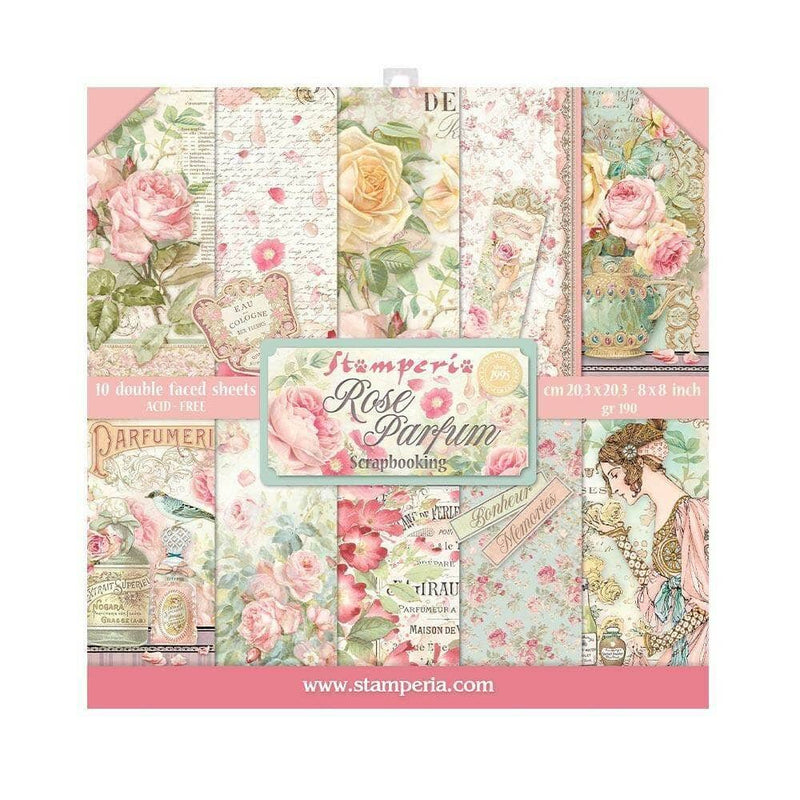 Stamperia block paper 10 hojas 8X8 SBBS73 Rose Parfum STAMPERIA CENTROARTESANO