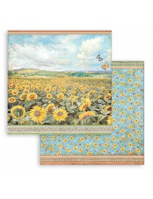 Stamperia block paper 10 hojas SBBL135 Sun flower art 190g 12"x12"por Sara Alcobendas STAMPERIA CENTROARTESANO