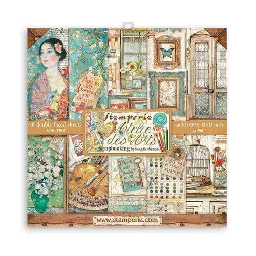 Stamperia block paper 10 hojas SBBL33 Atelier des Arts 190g 8"x8"por Sara Alcobendas STAMPERIA CENTROARTESANO