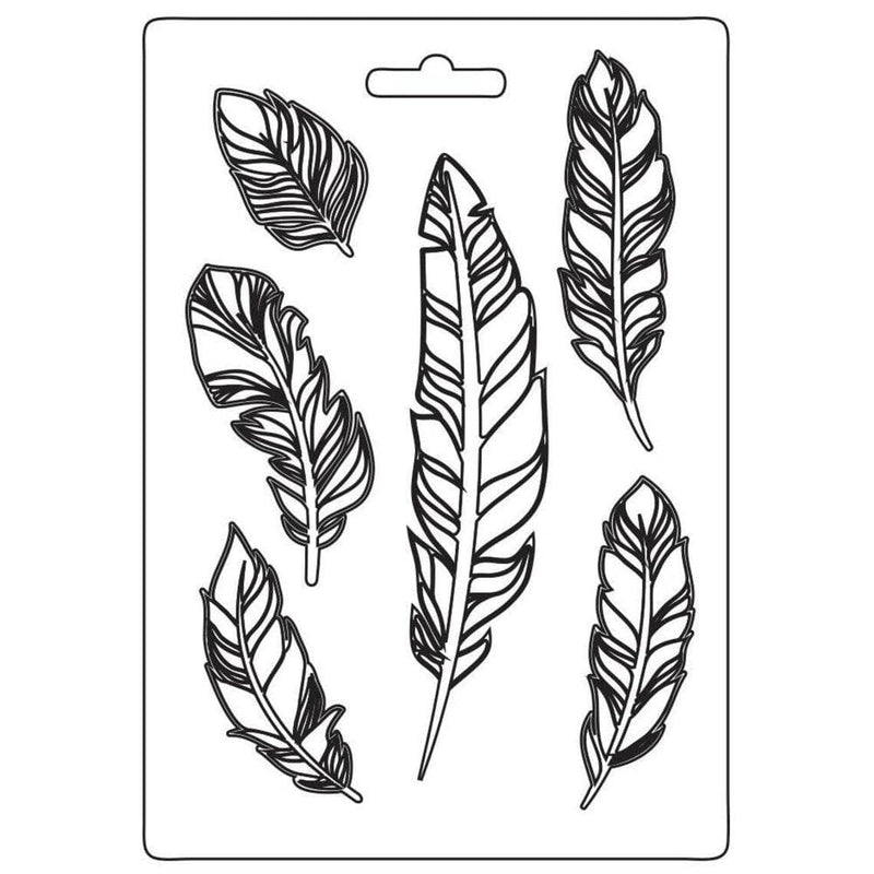 Stamperia moldes pvc flexible 14.8x21 A5 K3PTA5625 Plumas STAMPERIA CENTROARTESANO