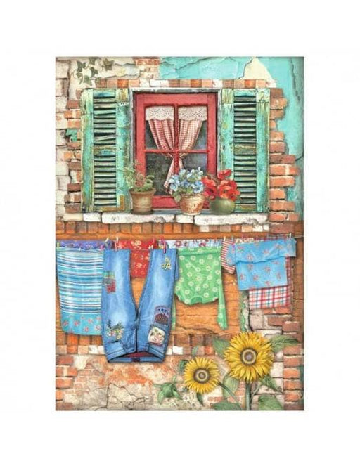 Stamperia papel arroz A4 DFSA4768 Sunflower art ventana STAMPERIA CENTROARTESANO