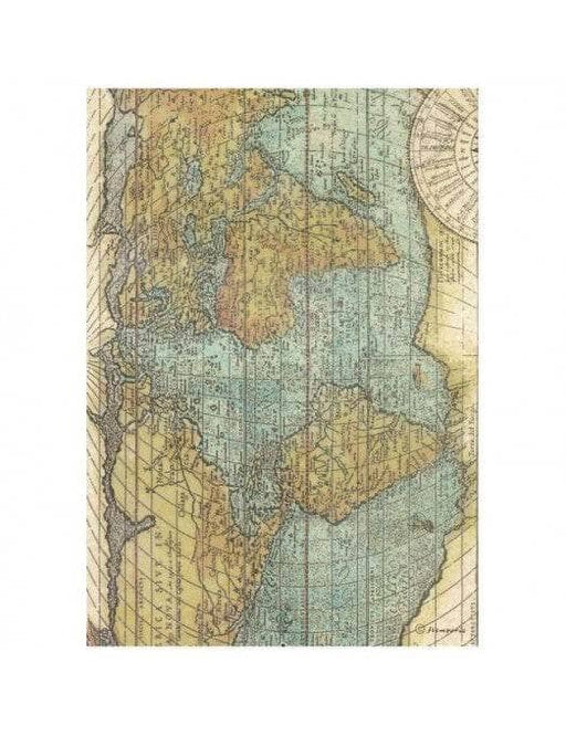 Stamperia papel arroz A4 DFSA47778 Around the world maps STAMPERIA CENTROARTESANO