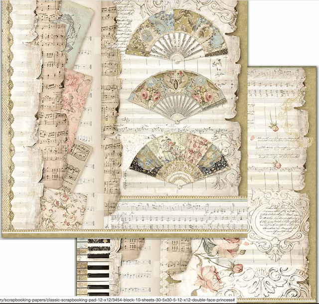 Stamperia papel scrap SBB714 Musica y abanicos STAMPERIA CENTROARTESANO