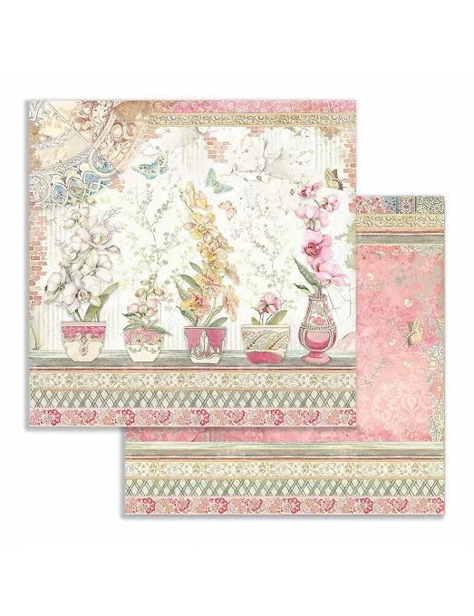 Stamperia papel scrap SBB754 Orquidias STAMPERIA CENTROARTESANO