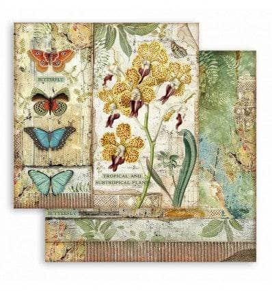 Stamperia papel scrap SBB766 Amazonia orquidea mariposas STAMPERIA CENTROARTESANO