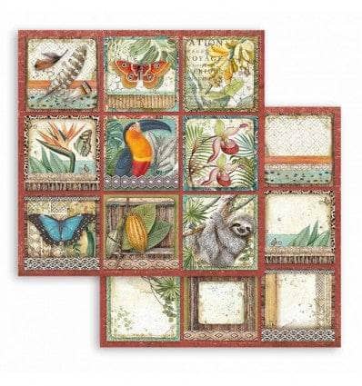 Stamperia papel scrap SBB767 Amazonia etiquetas cuadradas STAMPERIA CENTROARTESANO