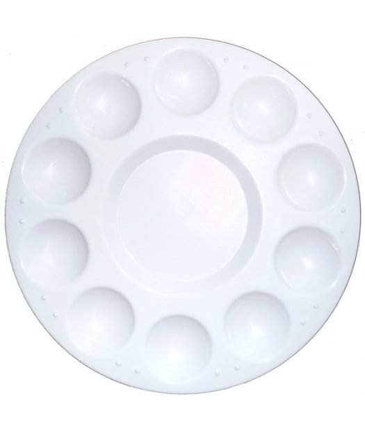Paleta circular plastico blanco liso forma flor 11 pocillos TALENS CENTROARTESANO