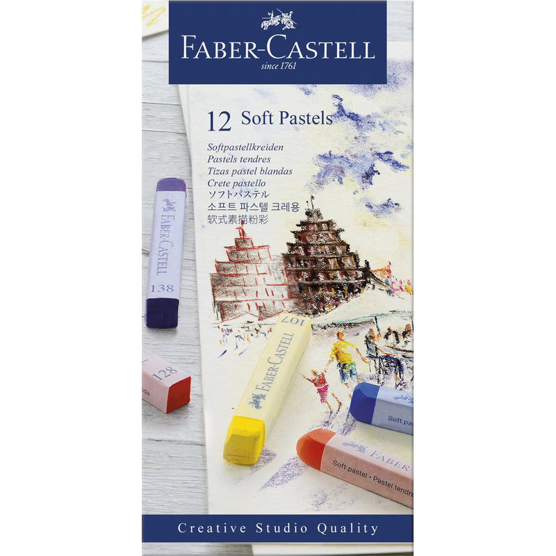 Faber Castell pastel soft bars boîte bleue 12 couleurs