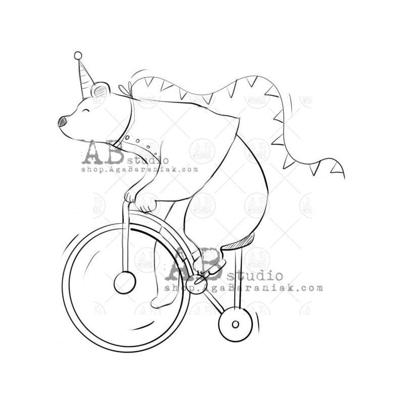 Sello de caucho AB studio   osa sobre bicicleta 40x40mm AB STUDIO CENTROARTESANO