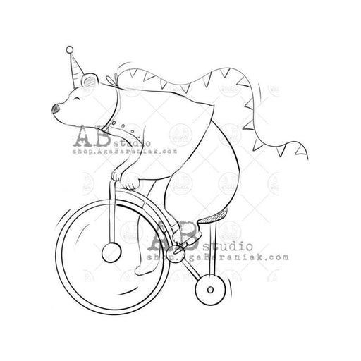 Sello de caucho AB studio   osa sobre bicicleta 40x40mm AB STUDIO CENTROARTESANO