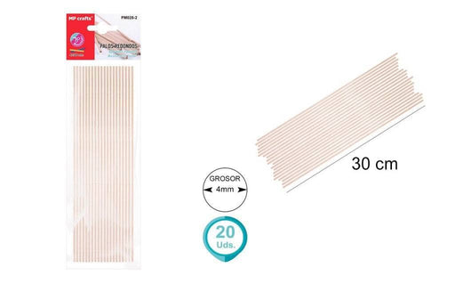 Palos de madera redondos 30cm 4mm de diametro ACP CENTROARTESANO
