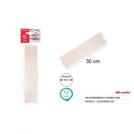 Palos de madera redondos 30cm 5mm de diametro ACP CENTROARTESANO